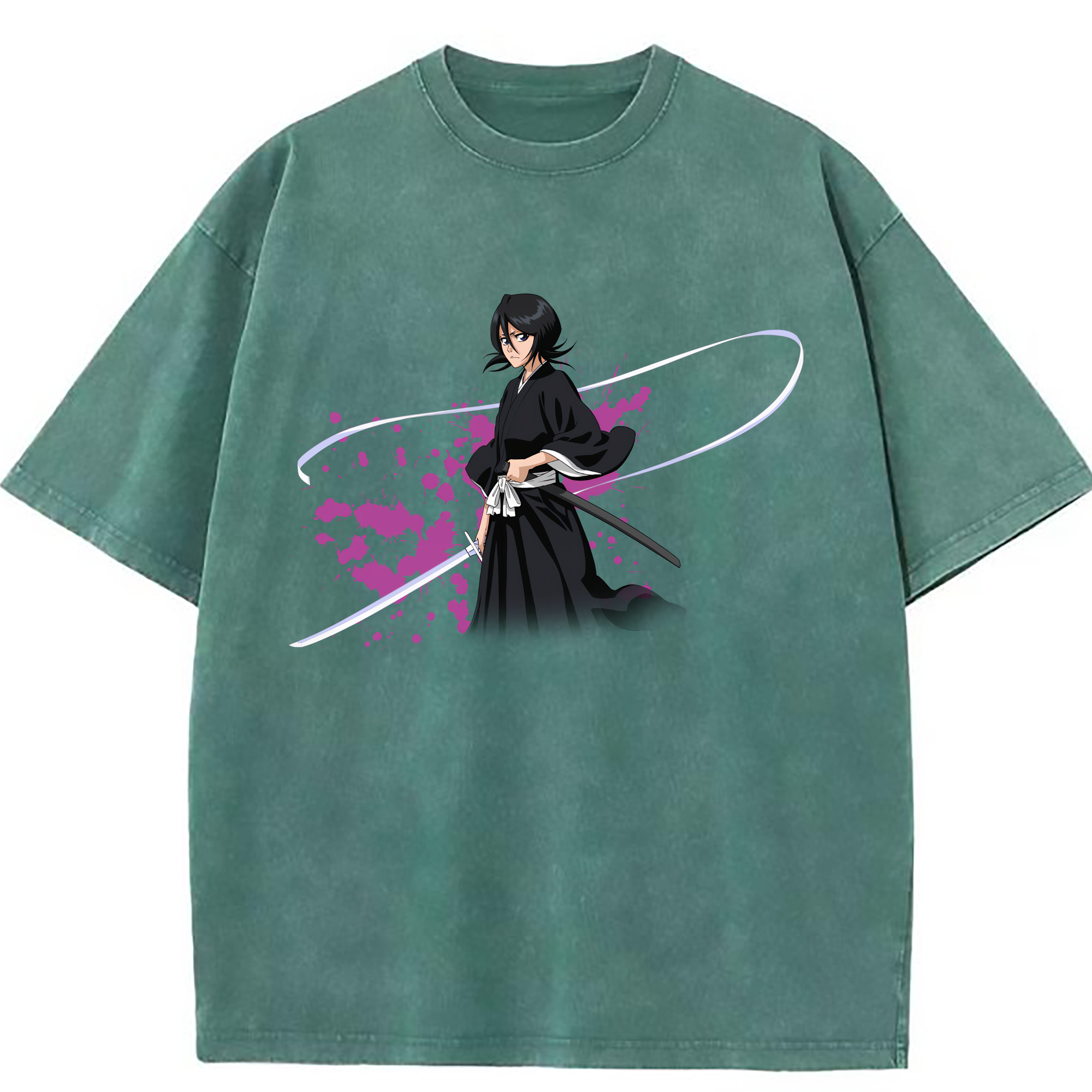 （画像用） ブリーチ 朽木ルキア BLEACH Kuchiki Rukia 綿100% ヴィンテージ風 半袖Tシャツ（フロントプリント）